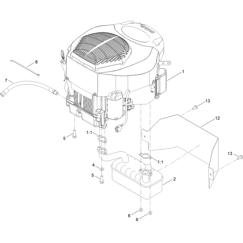 Engine and Muffler Assembly