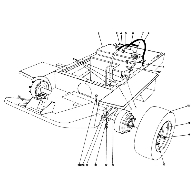 Fuel Tank and Axle Assembly