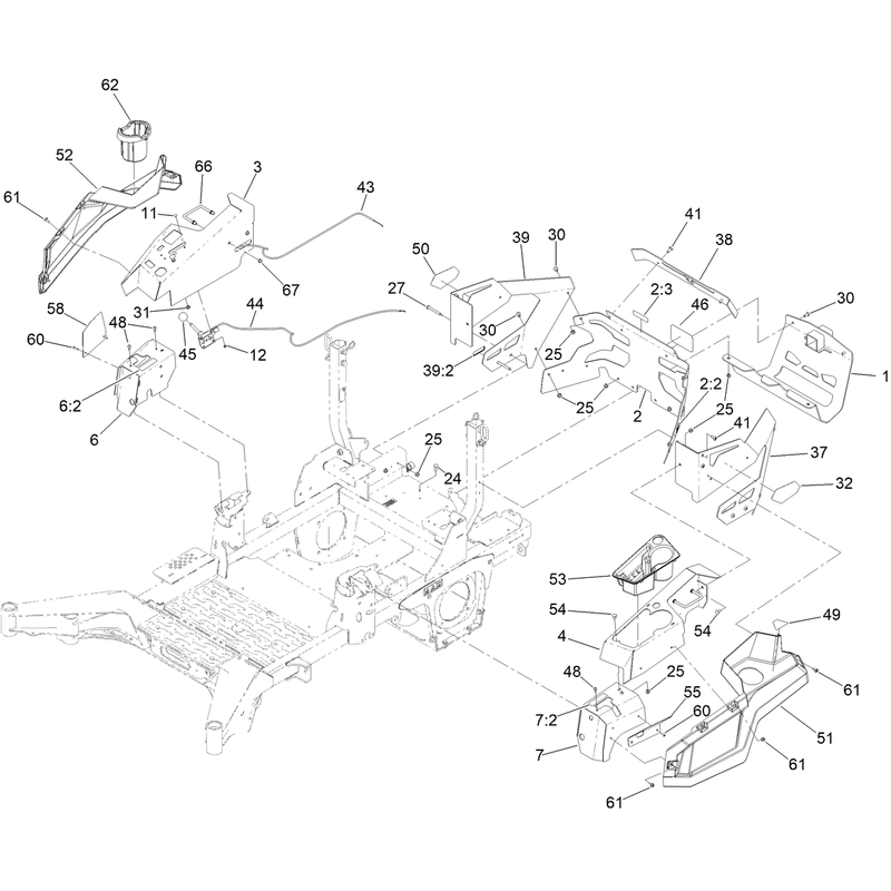 Throttle, Choke Cables and Guard Assembly