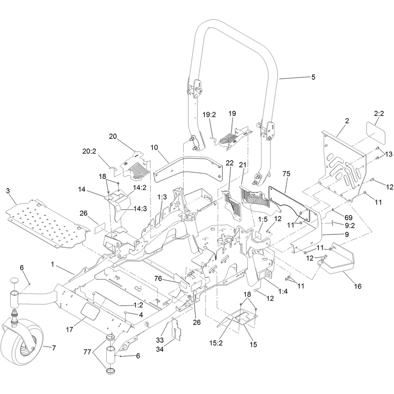 Frame and Caster Wheel Assembly
