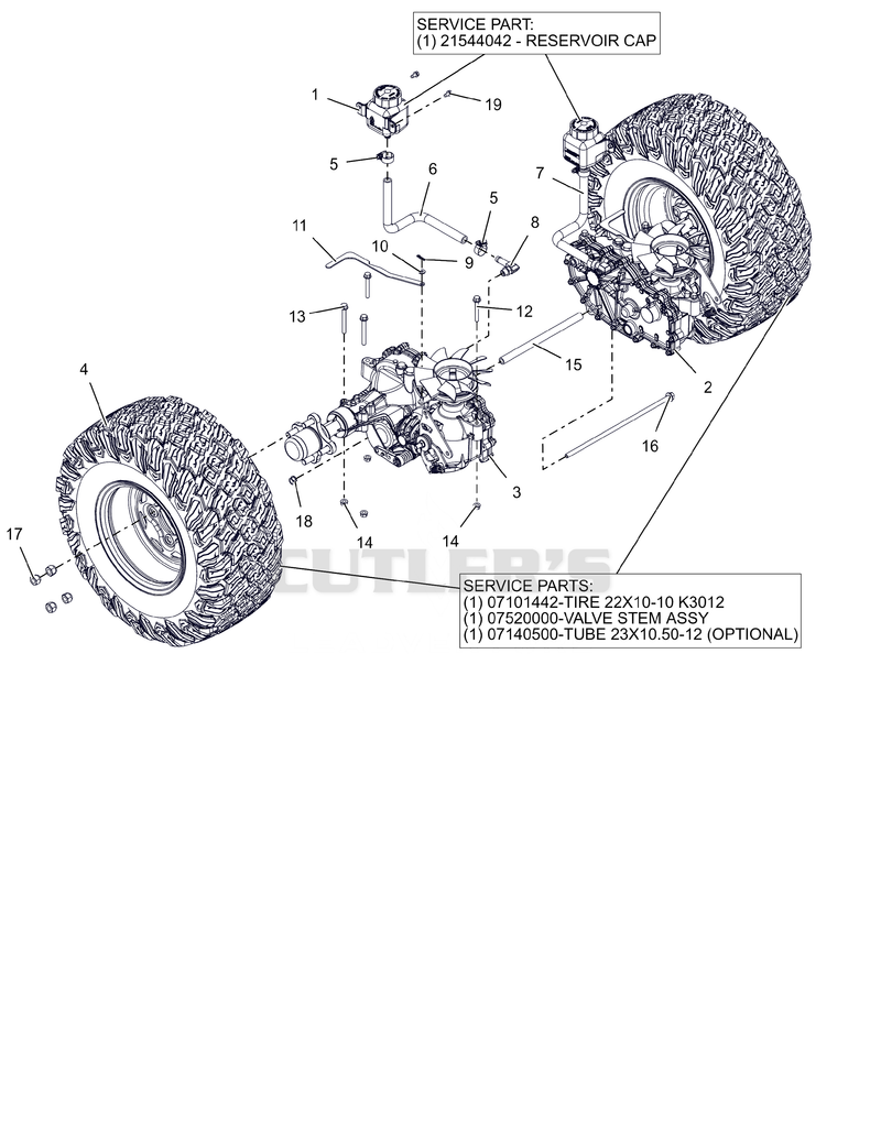 Rear Tires And Transaxles - 44" And 48"