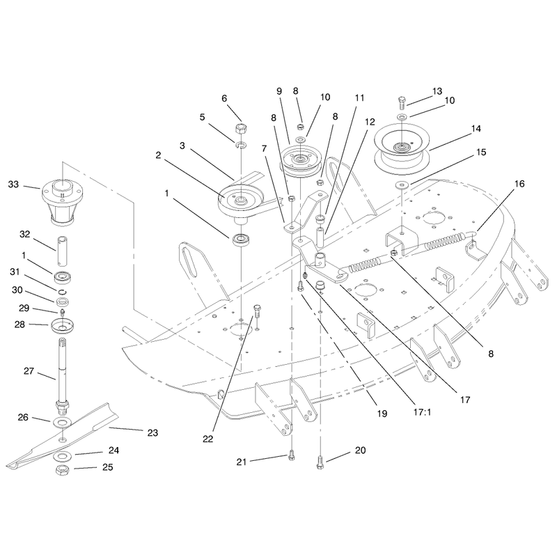 Blade, Spindle And Pulley Assembly