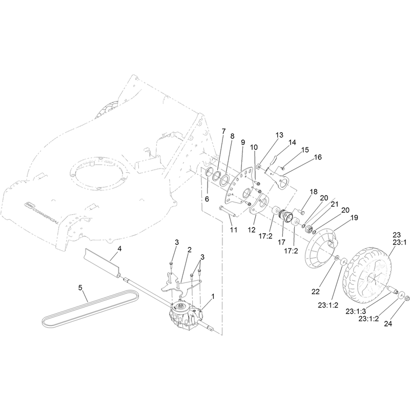 Transmission and Rear Wheel Assembly