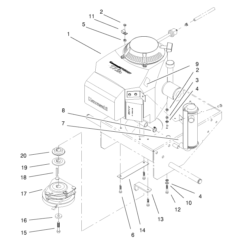 Engine and Muffler Assembly