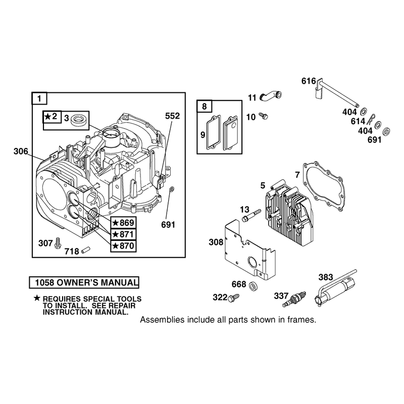 Cylinder Head Assembly Engine Briggs and Stratton Model 28B702-1041-E1