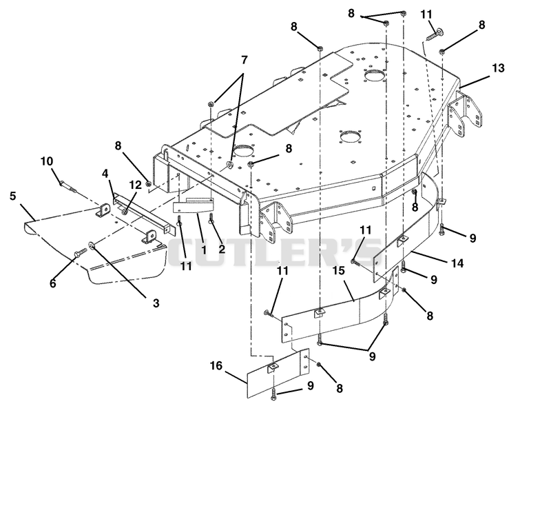 Deck, Discharge Chute And Baffles