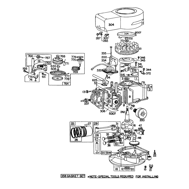 Engine Briggs and Stratton Model 92908-1743-01 for 21in Self Propelleed Model 16277