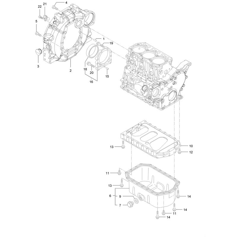 Flywheel Housing and Oil Sump Assembly