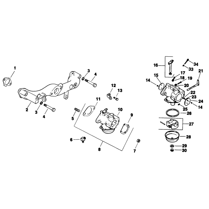 Carburetor Engine Model No Mv18s Type 58543