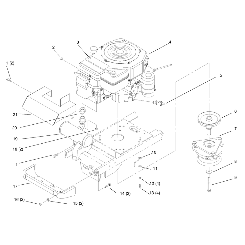 Single Cylinder Engine Muffler and PTO