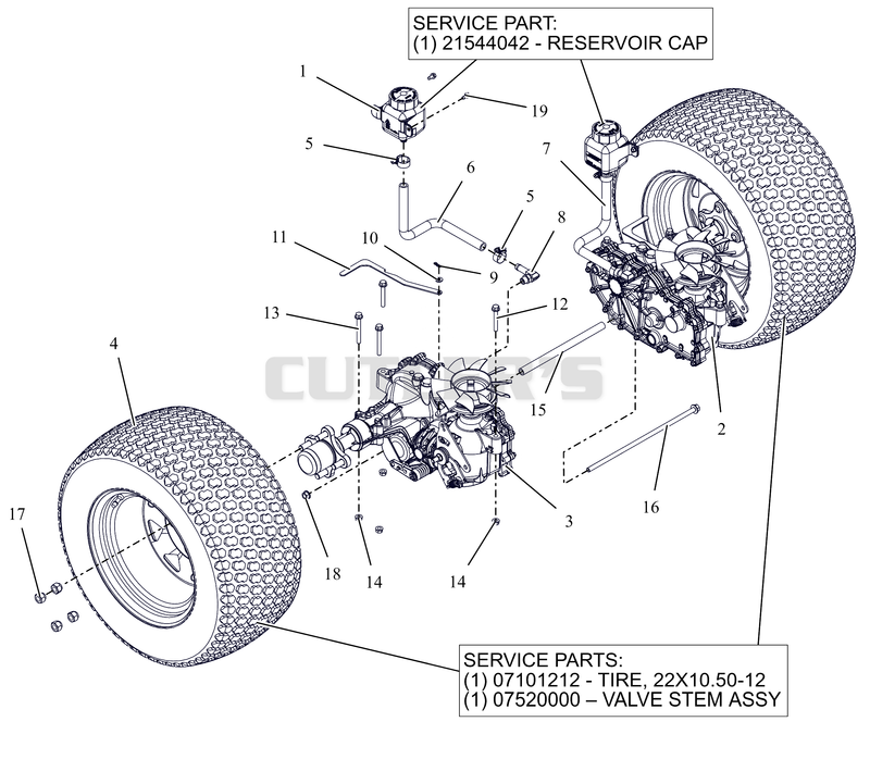 Rear Tires and Transaxles - 52"