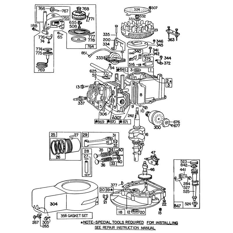 Engine Briggs and Stratton Model 92508-1033-01