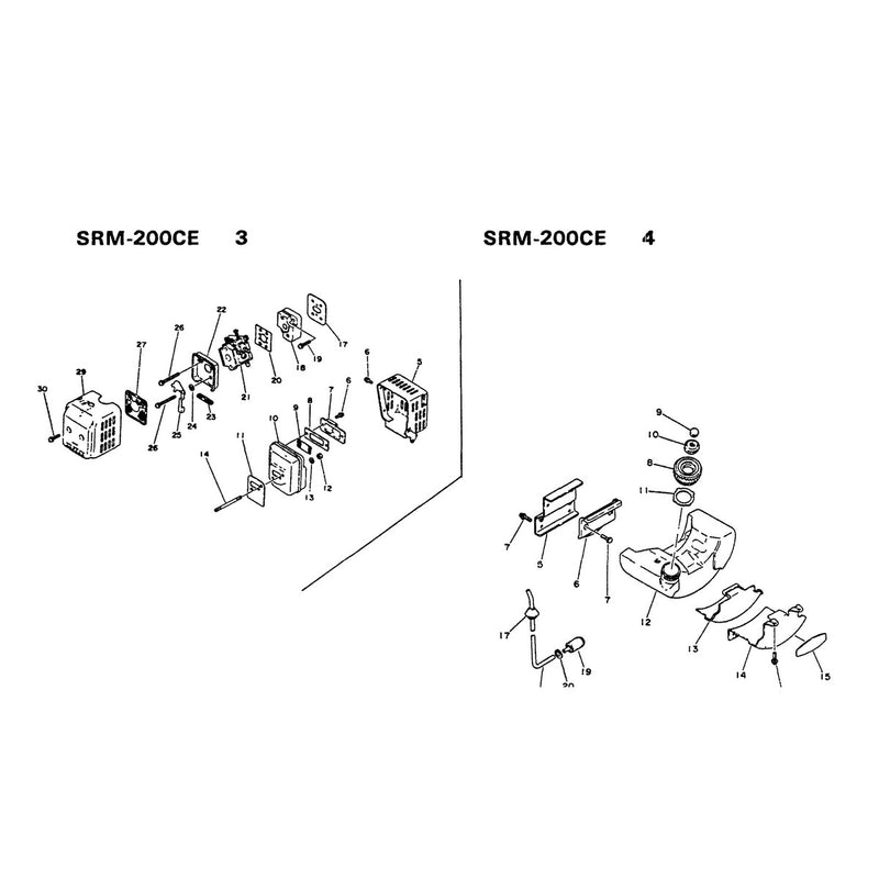 Muffler Carburetor and Air Cleaner