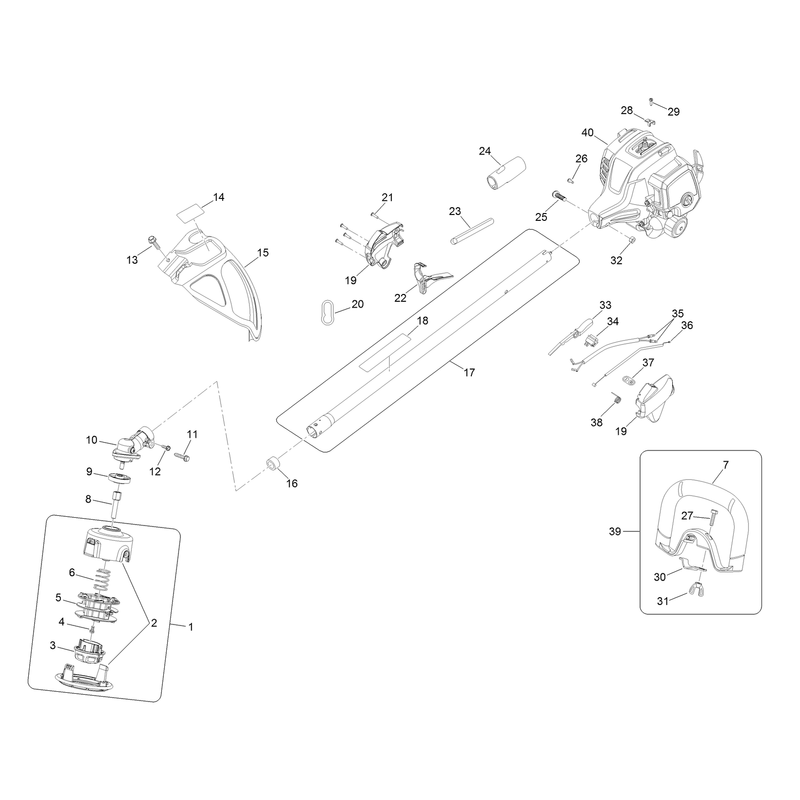 18in Straight Shaft Gas Trimmer Assembly