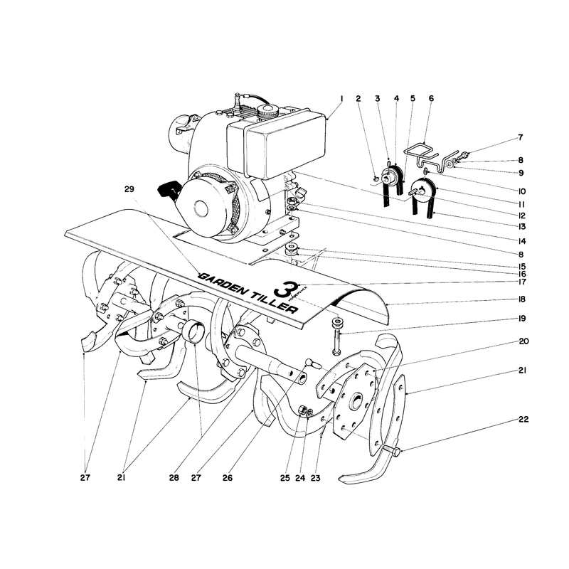 Tine And Engine Assembly