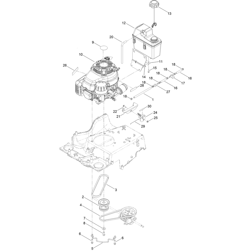 Engine and Fuel Tank Assembly