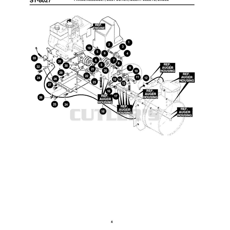 FRAME ASSEMBLY, BELT COVER, IDLER PULLEYS, CABLE