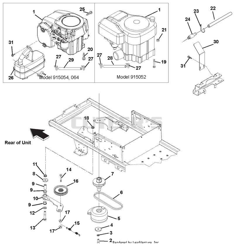 Engine, Exhaust, Belts And Idlers