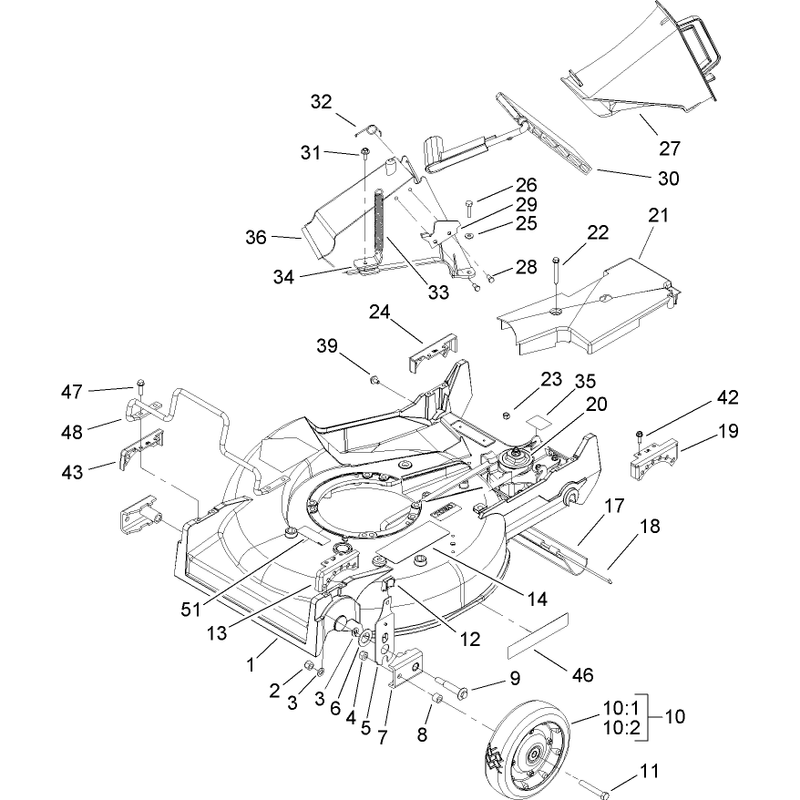 Deck Chute and Wheel Assembly