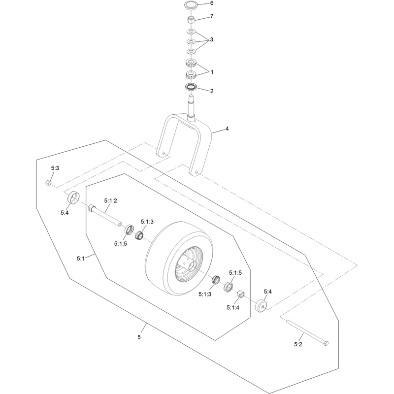 Caster Fork and Wheel Assembly