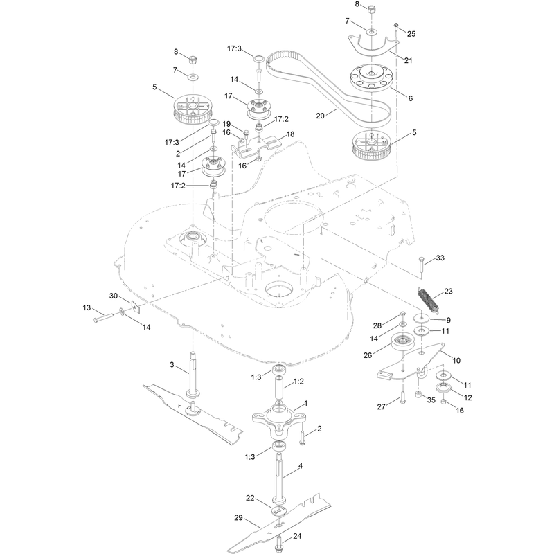 Belt Spindle and Blade Assembly