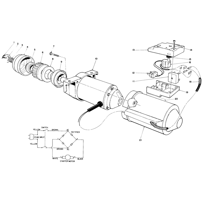 Starter Motor & Switch Housing Assembly