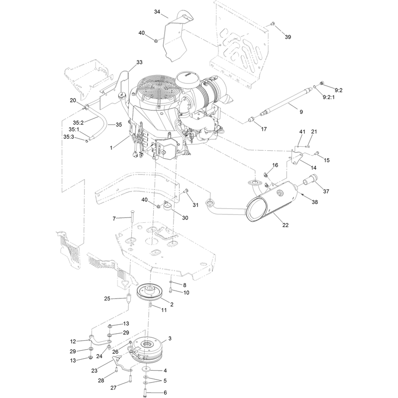 Engine, Clutch and Muffler Assembly