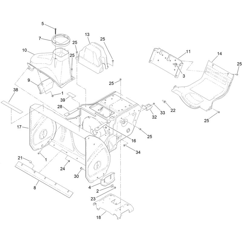 Main Frame and Auger Housing Assembly