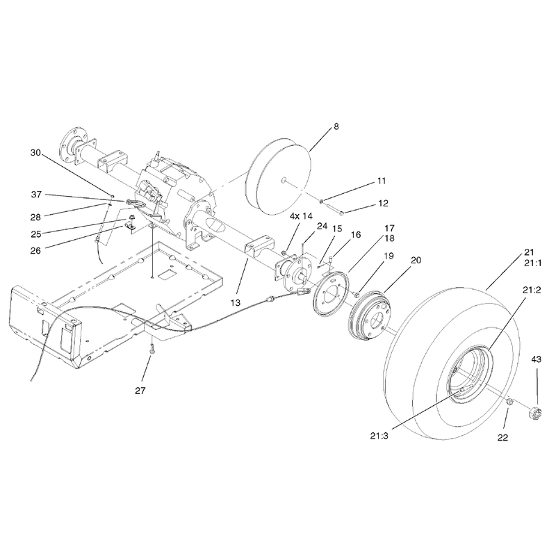 Rear Tire and Transaxle Assembly