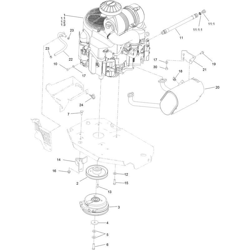 Engine, Muffler and Clutch Assembly