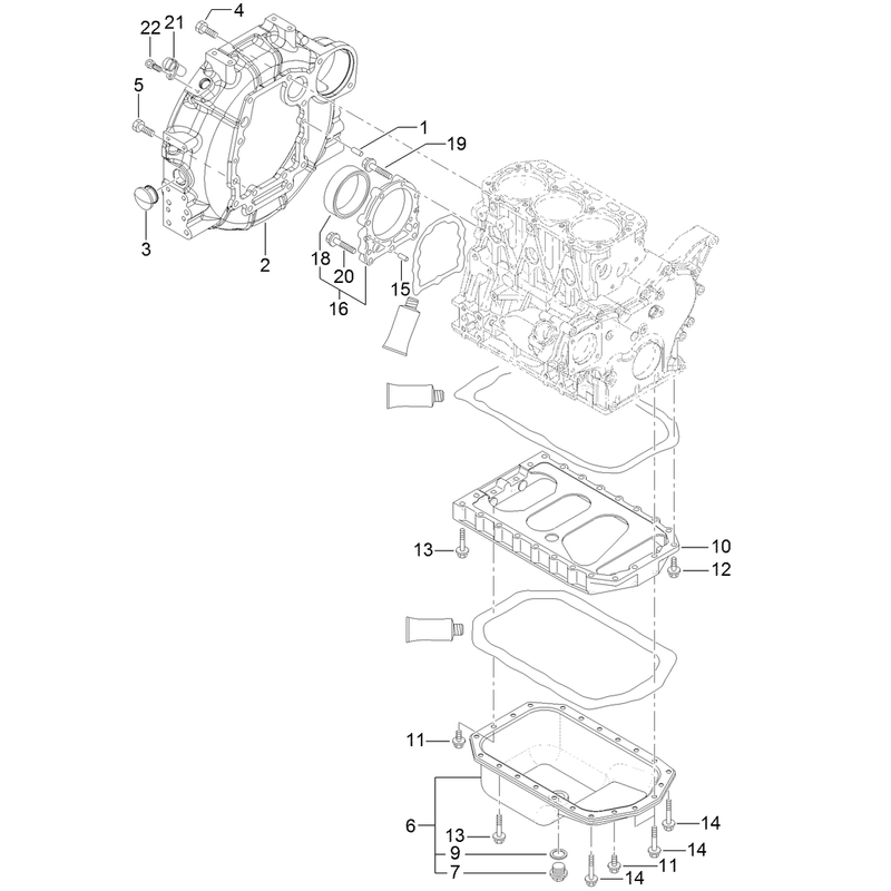 Flywheel Housing and Oil Pan Assembly