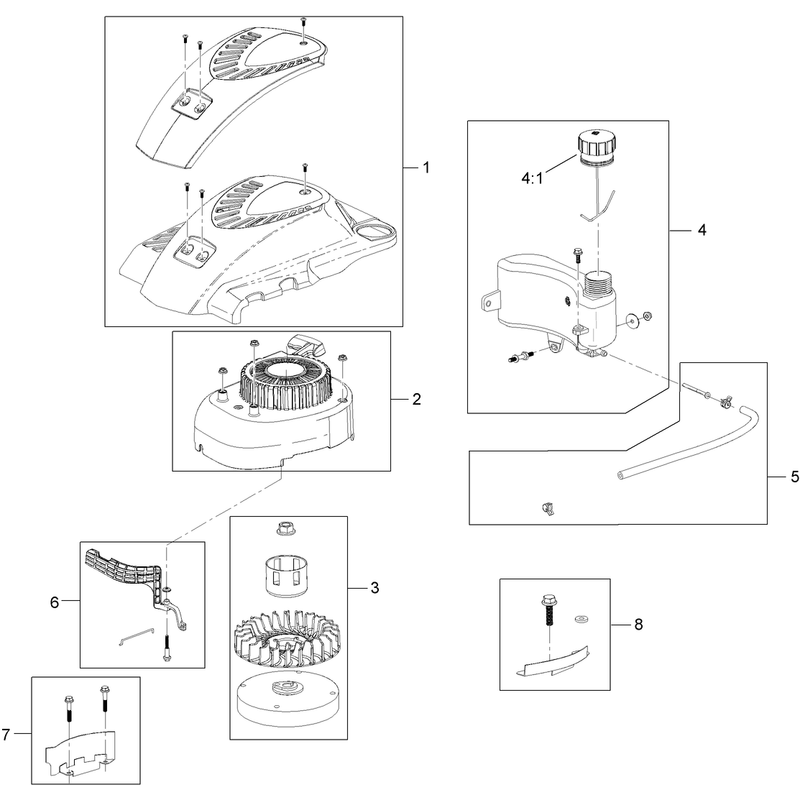 Shroud Flywheel and Fuel Tank Assembly