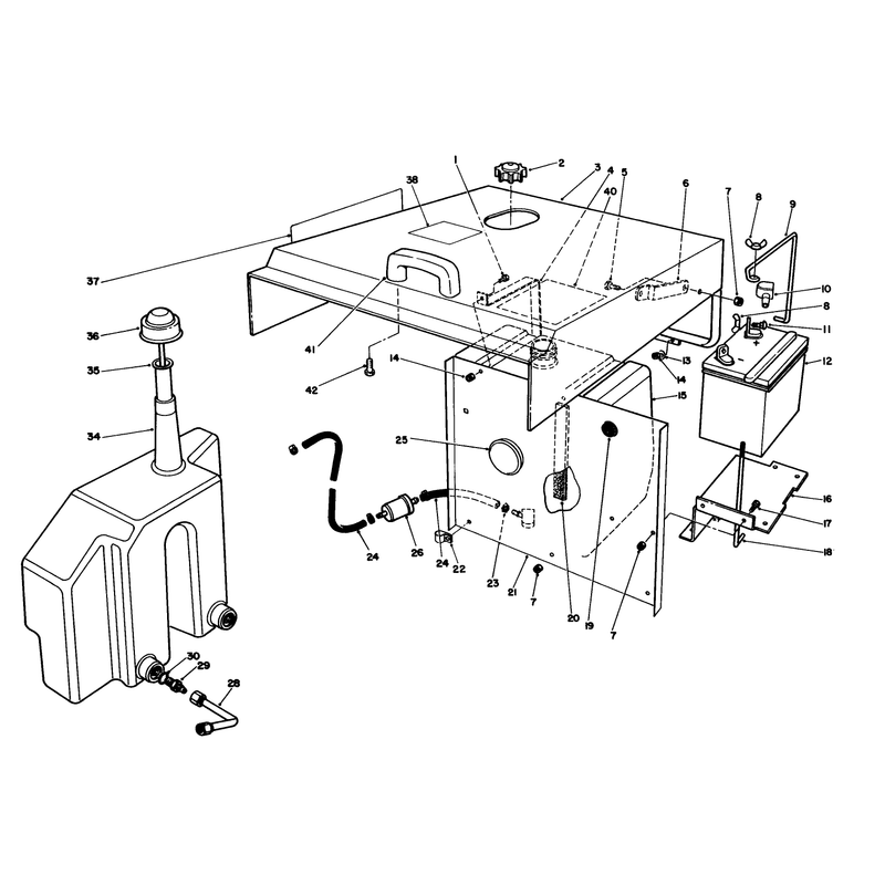 Hood Fuel Tank and Hydraulic Reservoir Assembly