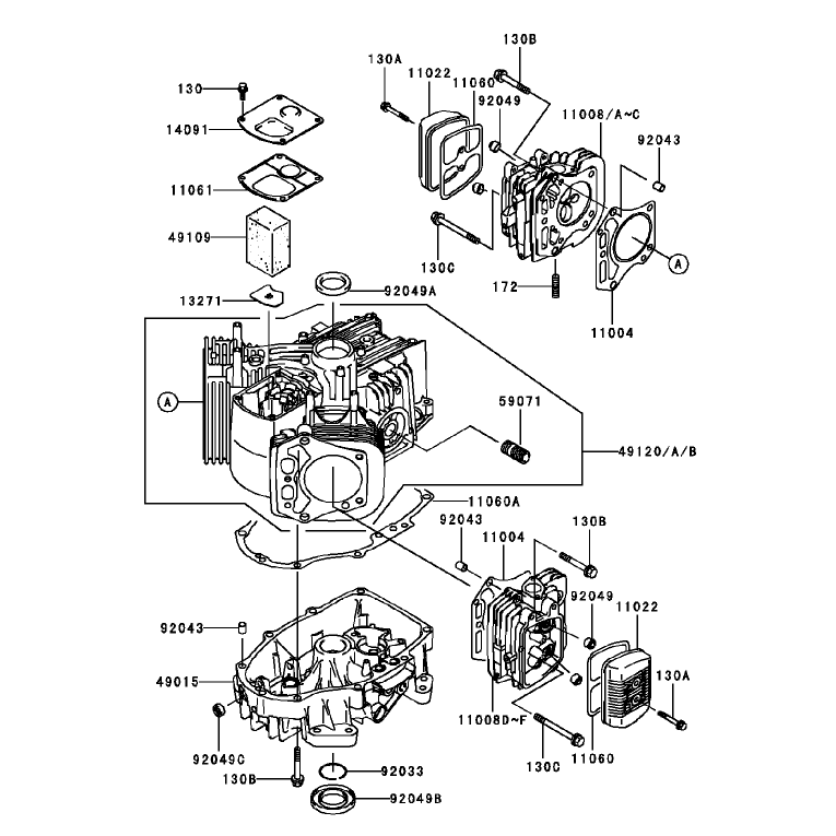 CylinderCrankcase Assembly Kawasaki FH451V-BS04