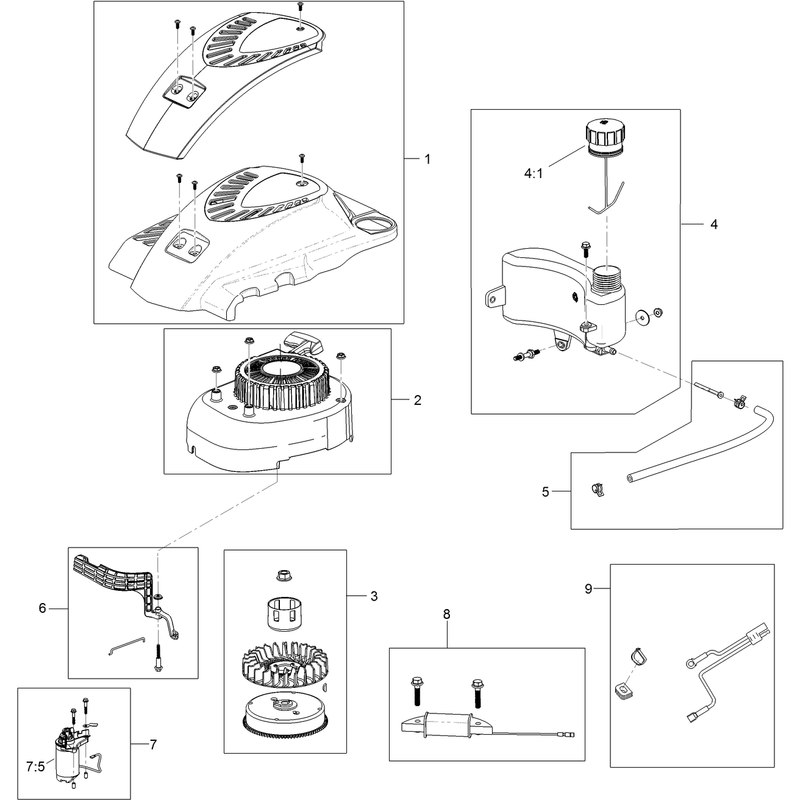 Shroud Flywheel and Fuel Tank Assembly