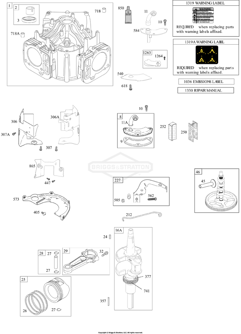 Cylinder, Crankshaft, Camshaft, Air Guides