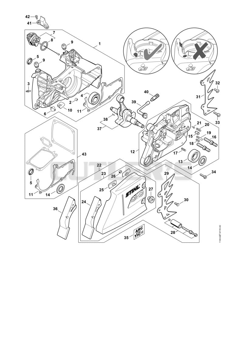 Crankcase, Chain sprocket cover (Wrap-around handlebar)