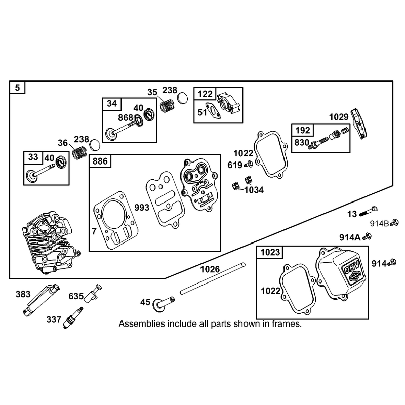 Cylinder Head Assembly Engine Briggs and Stratton Model 126302-0245-E1