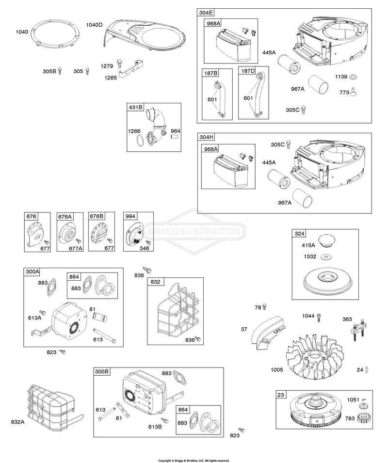AIR CLEANER, BLOWER HOUSING, EXHAUST SYSTEM, FLYWHEEL