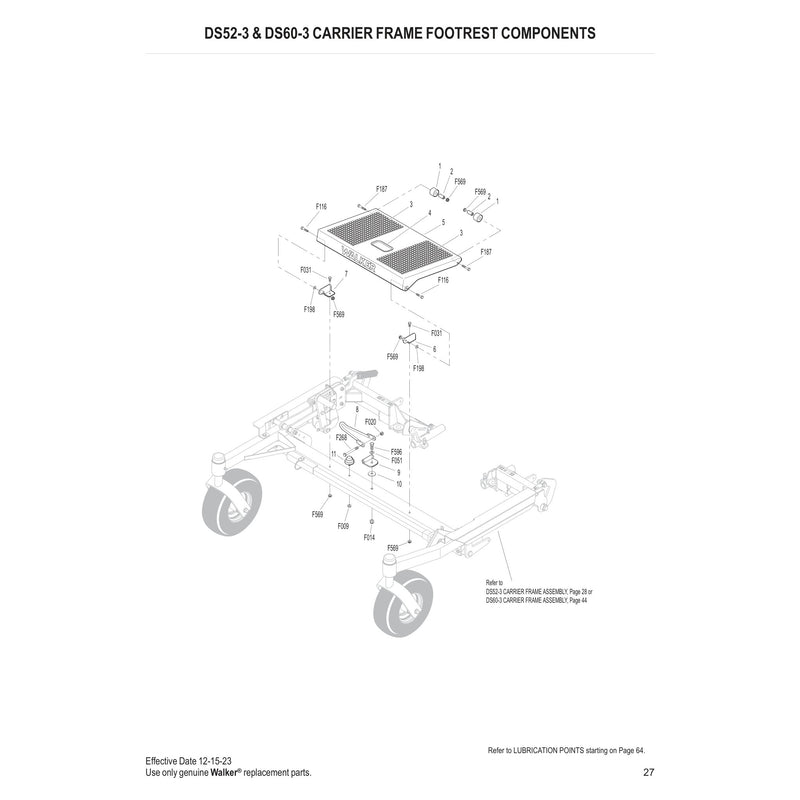 DS52-3 & DS60-3 CARRIER FRAME FOOTREST COMPONENTS
