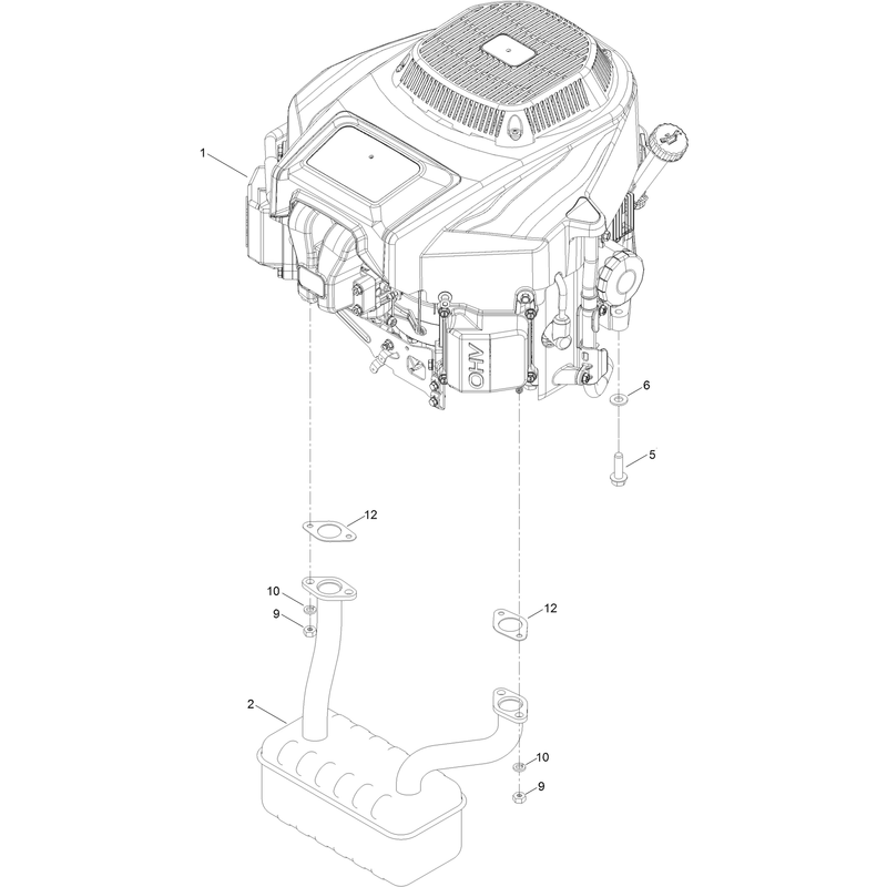 Engine and Muffler Assembly