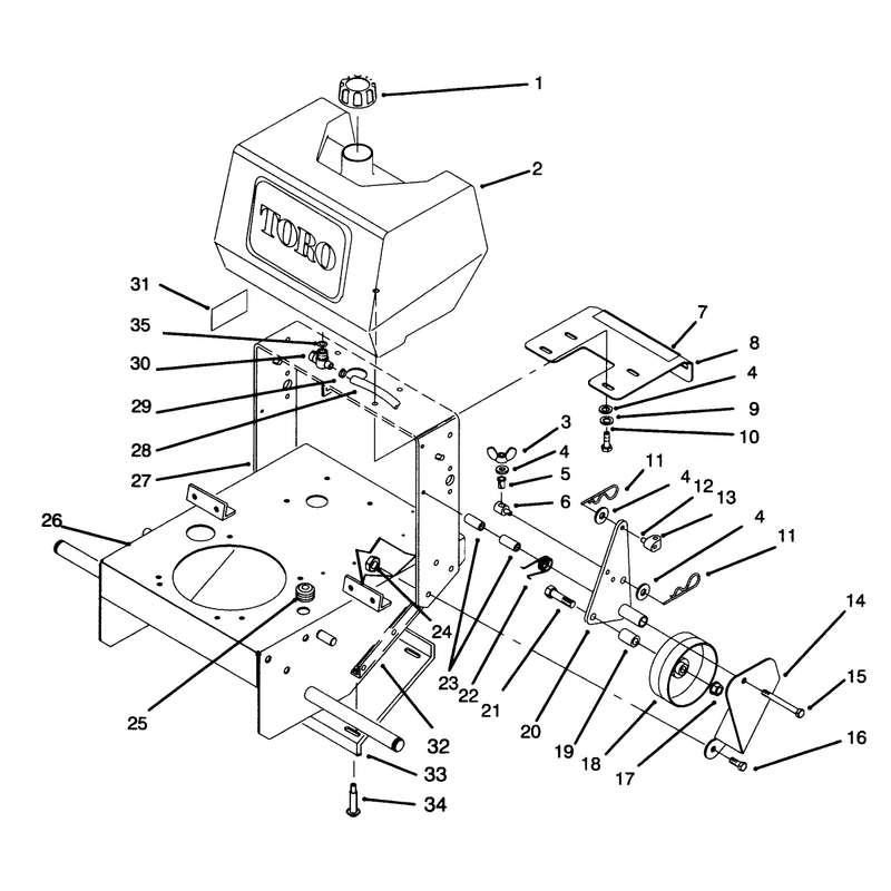 Frame Fuel Tank and Wheel Drive Idler
