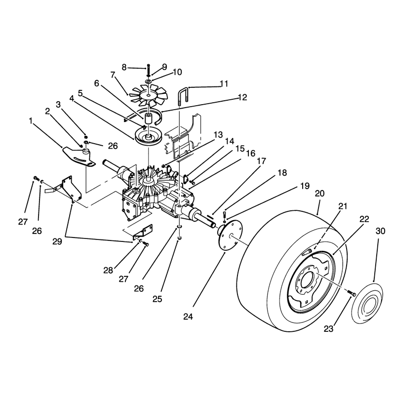 Rear Wheel and Transmission Assembly
