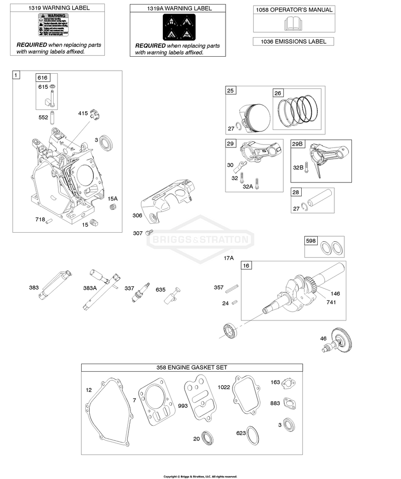 Camshaft, Crankshaft, Cylinder, Engine Gasket Set, Lubrication, Piston Group