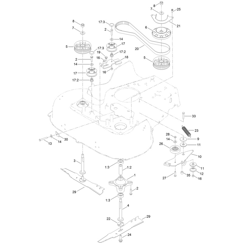 Belt Spindle and Blade Assembly