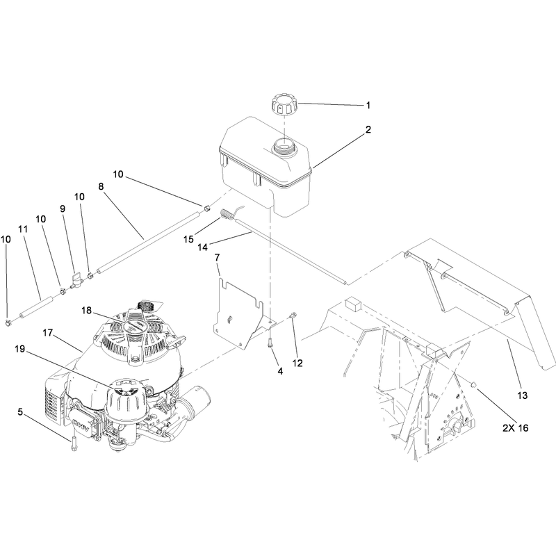 Engine and Fuel Tank Assembly
