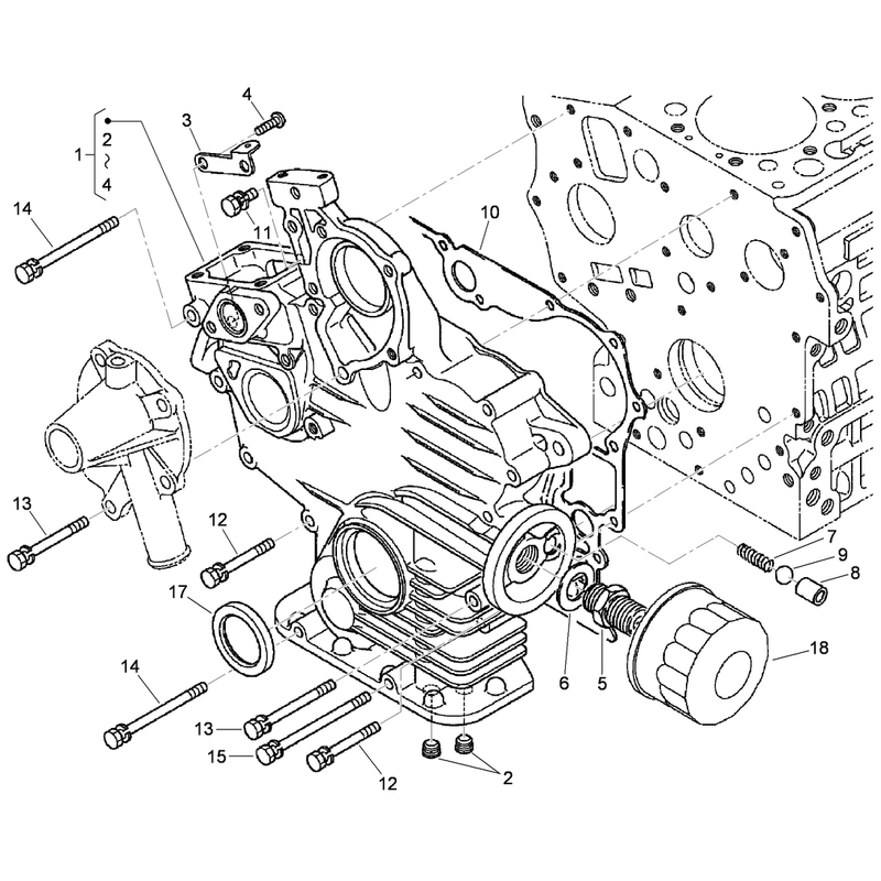 Gear Case and Oil Filter Cartridge Assembly