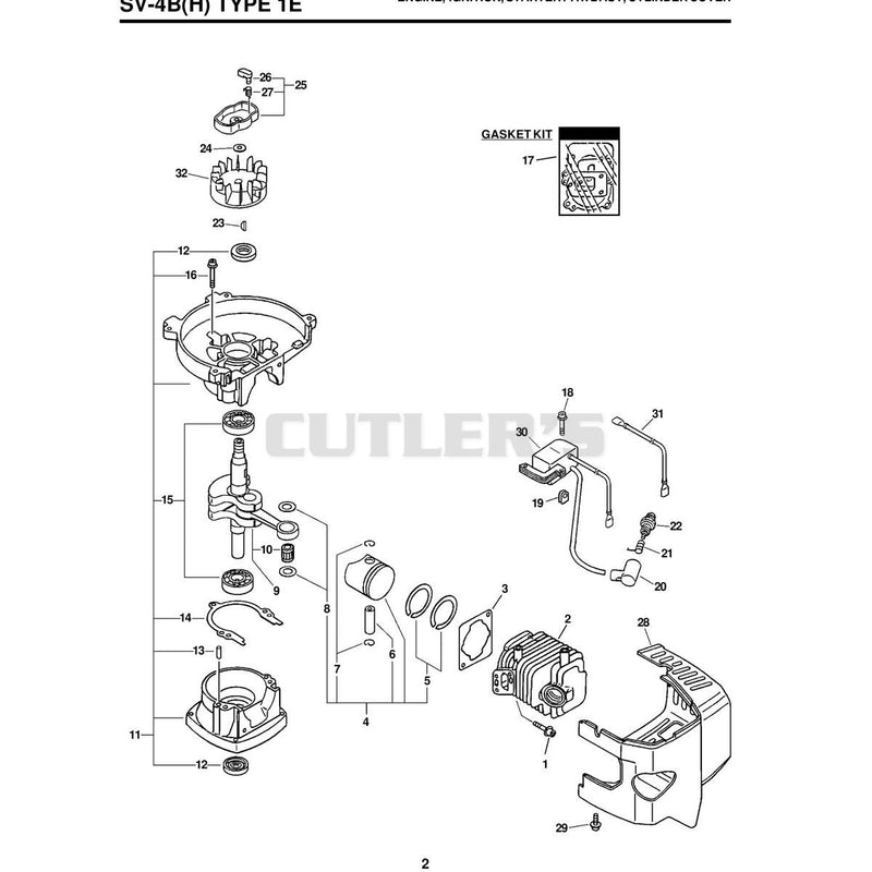 Sv-4Bh Type 1 E Engine, Ignition, Starter Pawl Asy, Cylinder Cover
