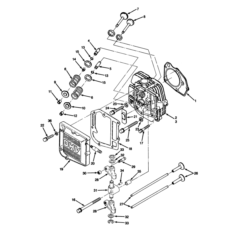 14hp Engine Cylinder Head and Valves Assembly