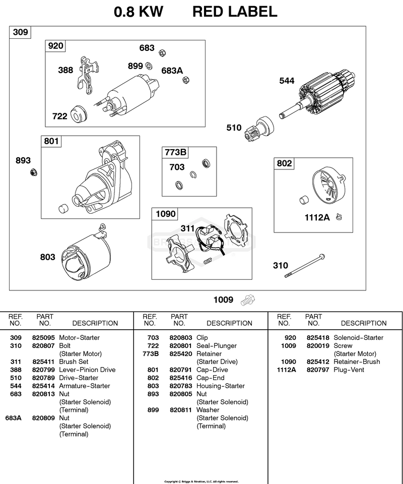 Starter Motor   0.8 KW     RED LABEL